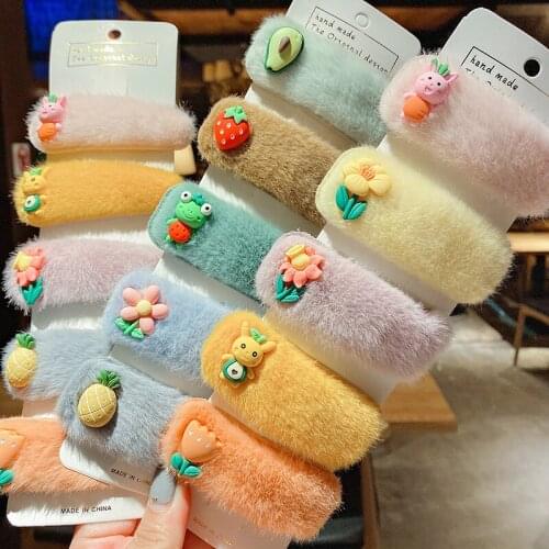 Hair Clip 5Pieces Korea Plush BB Clip Cute Childrens Lamb Hair Drop Hairpin Side Bangs Broken Hairpin Hair Accessories Joy Gift