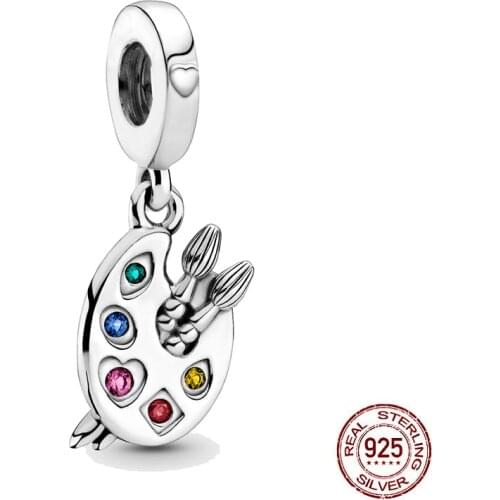 2021 Newest 925 Sterling Silver Artists Palette Dangle Charm Fit Original Pandora Bracelets Women Diy Jewelry Making