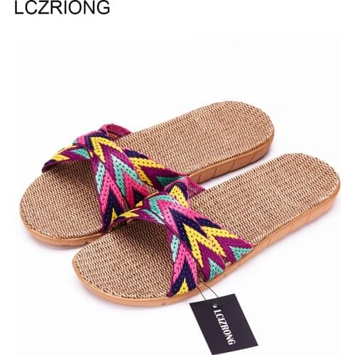 New Summer Home Slipper Women Indoor Bedroom Slippers Woman 22 Gradient Color Plus Size Beach Flat Shoes Women House Slippers