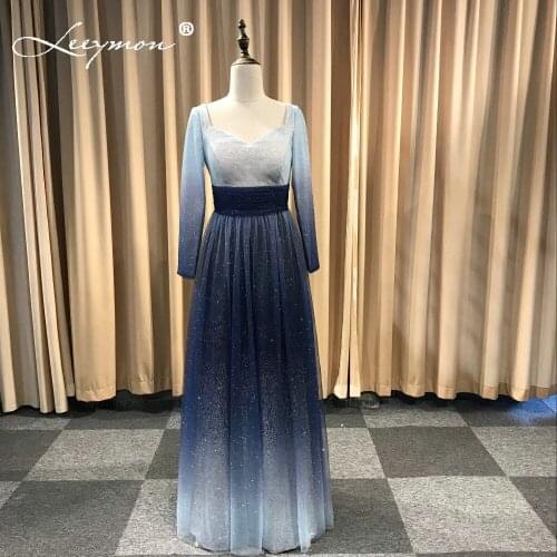 Leeymon Custom Made Glitter Gradual Dress Elegant A-Line floor length Evening Dress Floor Length Evening Dress Dress