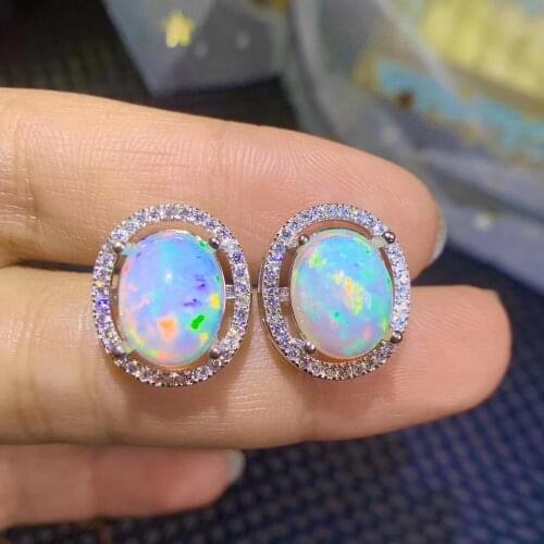 100% Natural Real Natural and Real OPal Earring 925 sterling silver Fahshion Natural Real Opal Earring