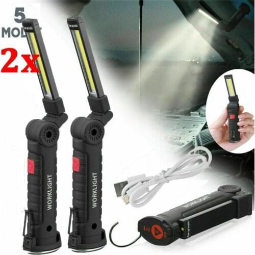 2Pcs COB Portable LED Work Light USB Rechargeable Multi Function Magnetic Torch Worklight for Camping Torch Flashligh Car Repair