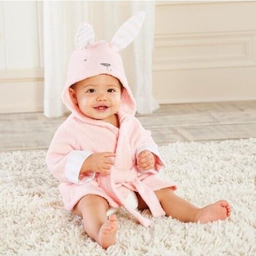 2019 Bunny Baby Bath Towels Terry Newborn Bathrobe Animal Rabbit Children Bath Robe Baby Girl Blanket Hooded Towel Clothes