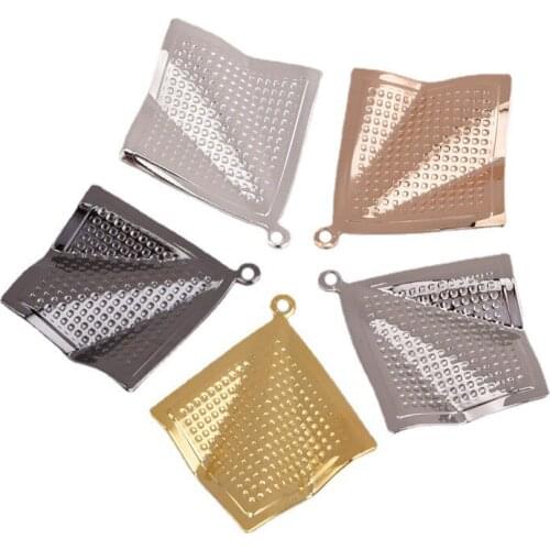 27.6*32mm brass single hole embossed rhombus pendant wave fan shaped earring pendant diy handmade material jewelry component