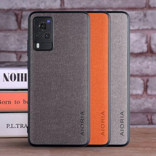 Case for Vivo X60 Pro 5G coque Luxury textile Leather skin soft TPU hard phone cover for vivo x60 pro case