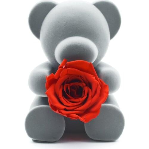 Art Ornament Rose Bear Red Forever Flower Art Craft Gift Wedding Anniversary Flower Holiday Gift