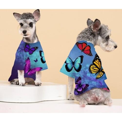 Corgi Bichon Schnauzer Small Dog Pet Clothing Spring And Autumn Thin Printed Pet Jacket Dog Costume Dog Clothing