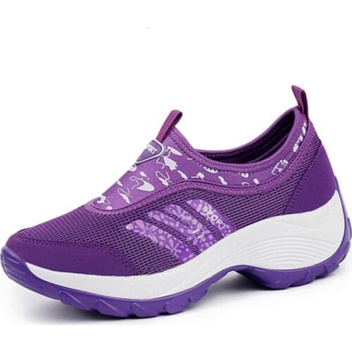 New Women Platform Sneakers Casual Increase Ladies Sport Shoes Breathable Mesh Flats Shoes Slip On Vulcanize Shoes Zapatos Mujer