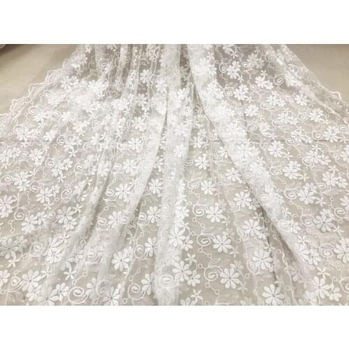 1Yard 125cm wide African Lace Fabrics Embroidery Tulle Mesh Lace Fabric for Fashion Lady Dresses,Curtain,Scarf