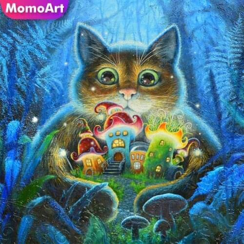 MomoArt 5D DIY Diamond Painting Cat Full Square Round Diamond Embroidery Animal Cross Stitch Kits Mosaic Needlework Home Decor