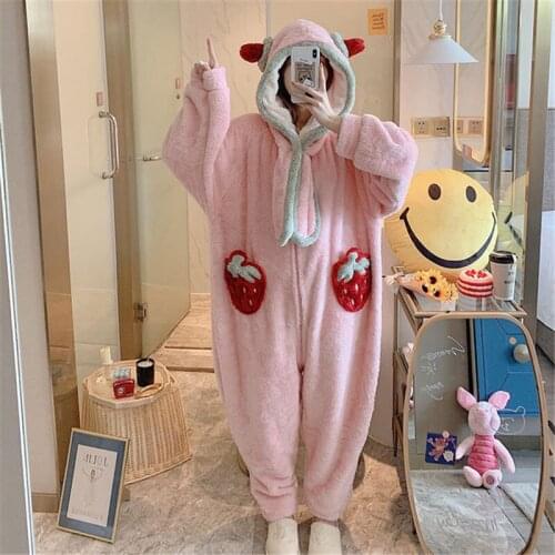 Night gown Womens Comfy Brushed Plush Thickening Zipper Sweatshirt Sporting One Piece Jumpsuit Pajama Hoodie Warm pajamas set