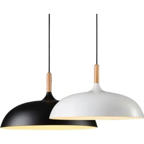 New Modern minimalist Nordic Japanese restaurant lamp LED E27 oak chandelier board aluminum classroom pot cover ceiling lamp