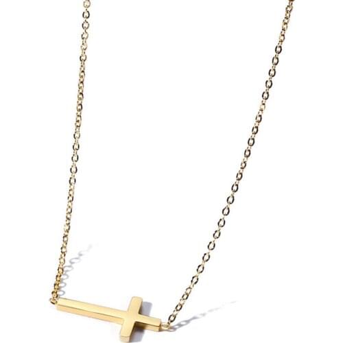 New Arrive Women Girls Jewelry Silver Gold Stainless Steel Little Cross Thin Strong Chain Necklace Choker