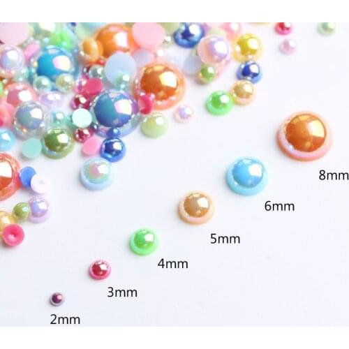 Wholesale Flatback AB Pearls Non hotfix Half Pearl beads in Bulk Package Plastic Nail Art Strass for craft diy Nail Weddi