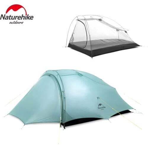 Naturehike Shared-2 Lightweight Backpacking Tent 20D Nylon Coated Silicon Camping Hiking Waterproof Trail Tent with Footprint