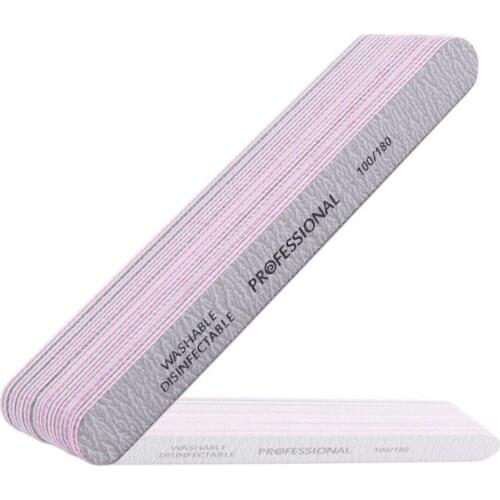 25pcs/ pack Zebra Nail Files Washable Double-Side Emery Board 100/180 Grit Straight Nail Buffering Files