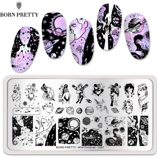 BORN PRETTY Rectangle Nail Stamping Plates Stainless Steel Cute Animal Cat Nail Art Stamp Christmas Simple Pictures Stencil L006