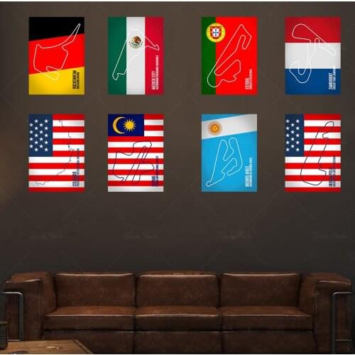 Famous F1 Race Track Moscow Spain France Raceway Poster Canvas Art Print Home Decor