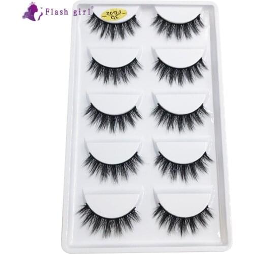 Flash Girl Wholesale 3D-FG02 100% Handmade 5pairs 3D Mink Eyelashes Natural Makeup Small False Eyelashes