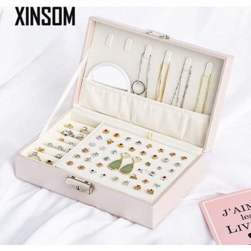 XINSOM Jewelry Box Casket Women Girls High Capacity Jewelry Storage Box Necklace Earrings Rings Bracelets Case Birthday Gift
