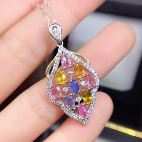 Super Good Color Sapphire Necklace Pendant Free Shipping 925 Sterling Silver For Men Women