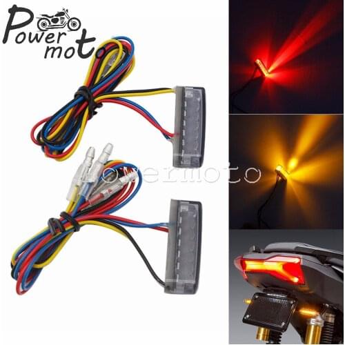 LED Moto Bike License Plate Light With 4 Wires LED Motorcycle Rear Brake Tail Light for Yamaha Honda Suzuki Kawasaki