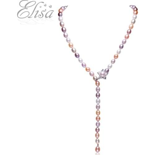 Waterdrop Natural Pearl Multicolor Long Necklace 75cm Autumn/Winter Sweater Necklace Genuine Pearl Knotted Beads Women Jewelry