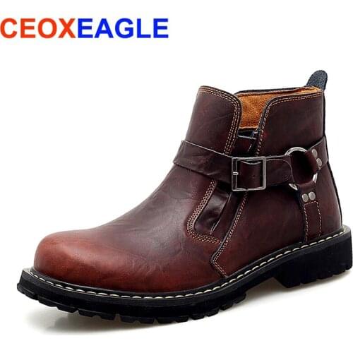 High Quality Genuine Leather Autumn Male Ankle Boots Fashion Chelsea Boots Winter Martin Boots Outdoor Working Boots Men Shoes