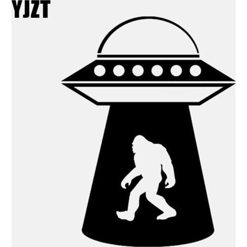 YJZT 10.2CM*13.5CM Alien UFO Vinyl Decal Personality Car Sticker Black/Silver C3-0534