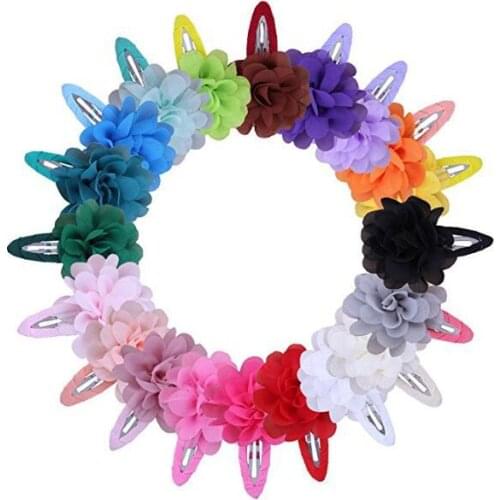 Yundfly 10pcs/lot 22 Colors Baby Girls Mini Chiffon Flower Hair Clips Sweet Children Hairpins Birthday Gift Hair Accessories