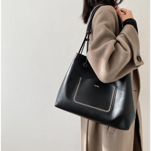 Fashion Large Capacity PU Lether Shoulder bag For Women Luxury Designer bag Femal Purses and Handbag Simple Style For Shopper