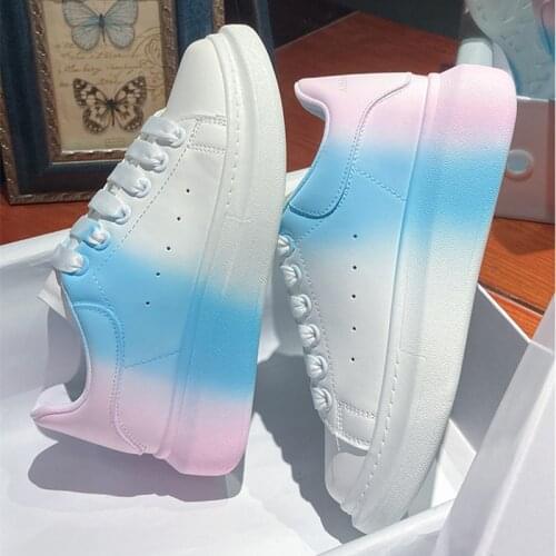 PU Leather Platform Sneakers Womens Vulcanized Shoes Casual 2021 Breathable White Sneaker Girls Streetwear Flat Trainers