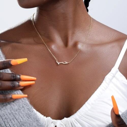 Ice Out Pendant Choker Love Arabic letter Necklace Women Collier Chain Arabic Letters Pendant Necklace Crystal Jewelry Gift