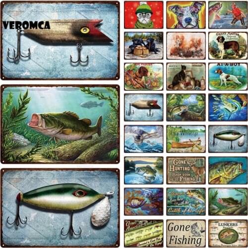 Hunting Fishing Tin Sign Vintage Metal Sign Retro Plates Plaque Sign Metal Wall Decor Wall Poster for Garden Rome Home Decor