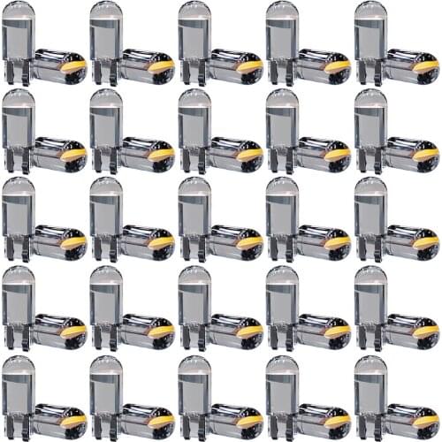 100/50/30Pcs T10 LED W5W COB LED Car Wedge Parking Light Turn Side Bulbs Instrument Lamp Auto License Plate White Yellow Blue