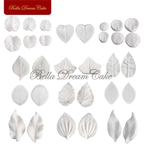 12 Kinds of Different Leaves Petal Silicone Veiner Mold Fondant Sugarcraft Decorating Moulds Cake Tool Bakeware Tools
