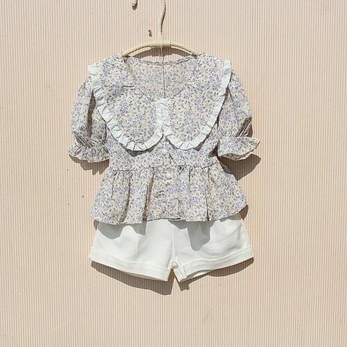 2021 Summer Kids Clothes Girl Short Sleeve Blouse Toddler Single-breasted Floral Chiffon Shirt For Teenage Girls Tops Blusas