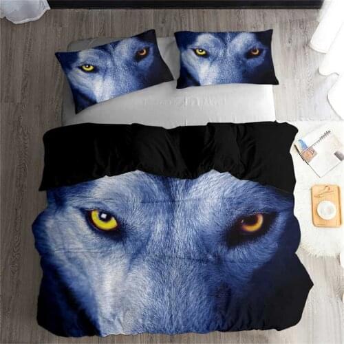 HELENGILI 3D Bedding Set wolf Print Duvet cover set lifelike bedclothes with pillowcase bed set home Textiles #L-10