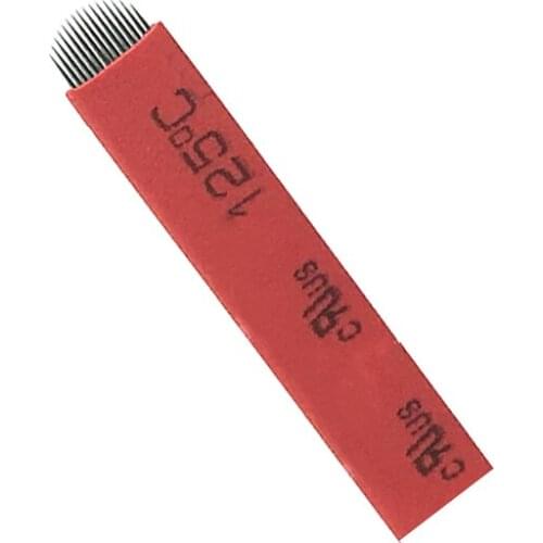 500 Pcs 0.25mm Red Flex 12/14/15/16/18/19/21 U Shape Needle Eyebrow Tattoo Microblading Blades For Permanent Makeup Manual Pen