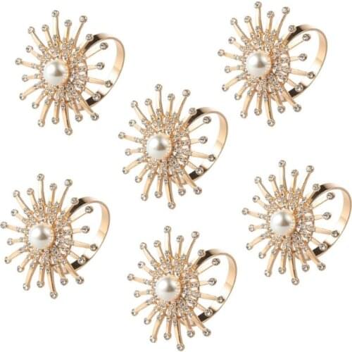 6 Pcs Gold Napkin Rings, Metal Napkin Holders for Wedding Dinner Party Table Decor