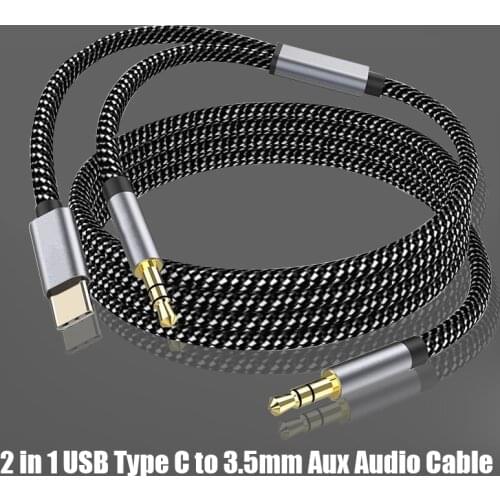 1.2m Type C Adapter to 3.5mm Headphone Audio Cable USB C Male to Dual Male 3.5mm Audio Aux Jack Cord for Google Pixel Headphone