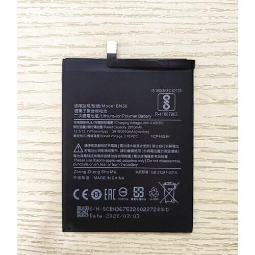 3010mAh BN36 Battery for Xiaomi Mi 6X Mi6X Mi A2 MiA2 Phone High Capacity Replacement Battery