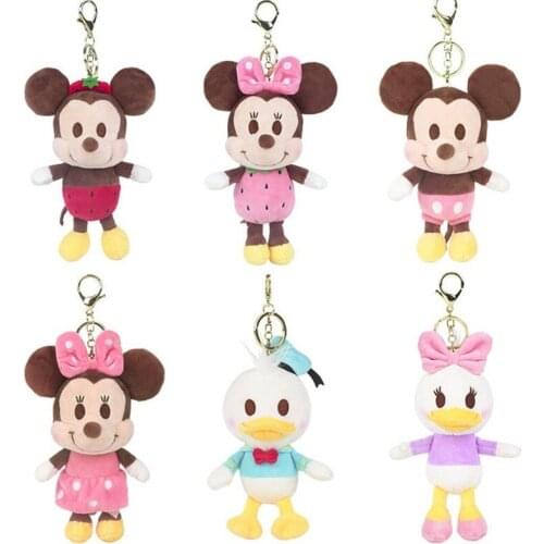 Disney Mickey Minnie Donald Duck Bag Pendant Plush Doll Keychain Cute Winnie Daisy Doll Pendant Toys for Girlfriends Kids Gift