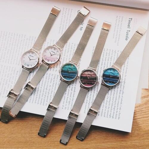 Aurora Polaris Pattern Fashion Luxury Watches Women Stainless Steel Quartz Watch 2019 Ulzzang Brand Female Mesh Strap Wristwatch