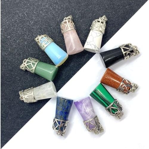 Natural Stone Obsidian Cylindrical Pendant Exquisite Malachite Fashion Jewelry for DIY Necklace Bracelet Accessories 31x14mm