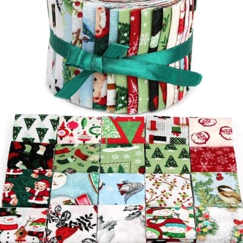 Dailylike Jelly Roll Fabric, Christmas Patchwork Fabric Print Quilting Fabrics For DIY Needlework Handmade Cotton Tissue
