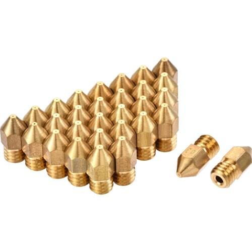 Uxcell 0.3mm 3D Printer Nozzle, 30pcs M6 Thread for MK8 1.75mm Extruder Print, Brass