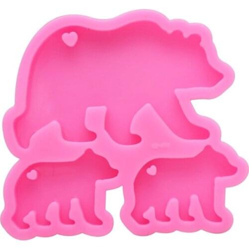 Walking Polar Bear Baby Mom Set Keychain Silicone Mold Bear Family Pendant Molds
