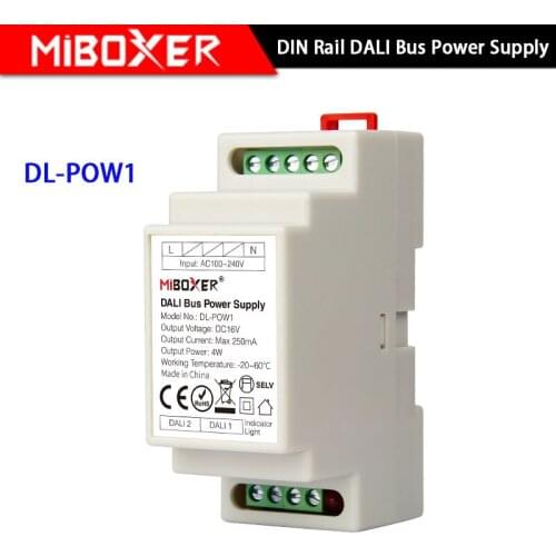 Miboxer DIN Rail DALI Bus Power Supply DL-POW1 DC16V 4W Max250mA AC 110V 220V DALI RGB CCT led downlight transformer