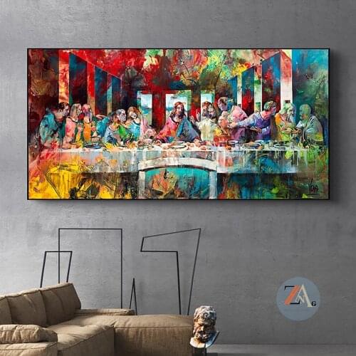 Famous Painter Onardo Da Vincis Last Supper Graffiti Poster Family Classical Art Wall Mural Living Room Decoration Painting